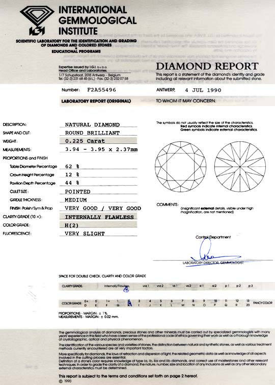 Foto 9 - Diamant IGI 0,225ct Brillant Lupenrein Wesselton, D5754