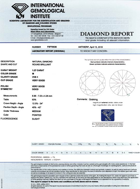 Foto 9 - Diamant 1,27 Carat Brillant IGI VVS1, Ist Optisch Weiss, D6056