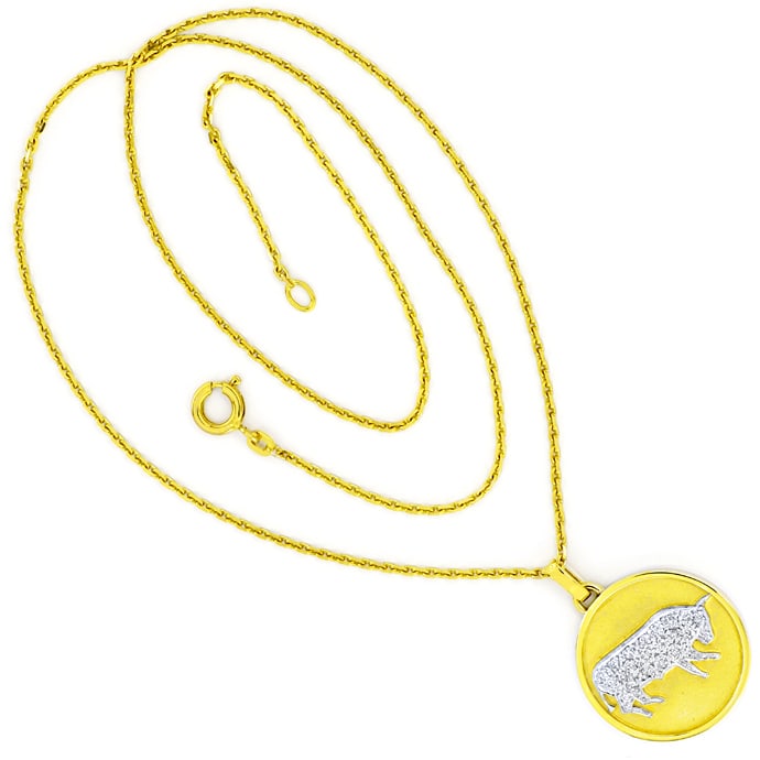 Foto 2 - Sternzeichen-Diamant-Anhänger Stier Goldkette, R1130