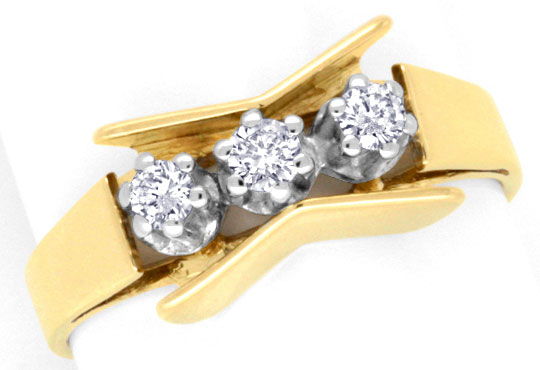 Foto 2 - Brillant-Ring Gelbgold-Weißgold 3 Diamanten, S3700